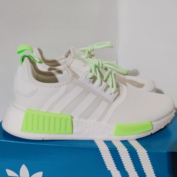Adidas GS NMD R1Unisex, Size Youth 6Y ( Women 7.5) Color Crystal, White, Neon. - Picture 9 of 12
